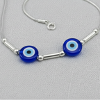 Blue Evil Eye 92.5 Sterling Silver Anklet