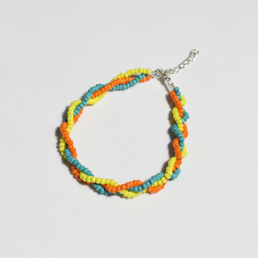 Braided Anklet : Yellow, Turquoise, Orange