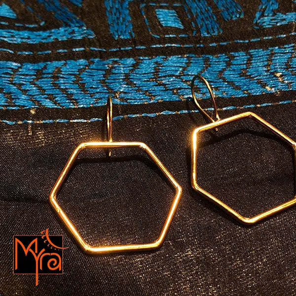 Hexagon Brass Wire Earrings