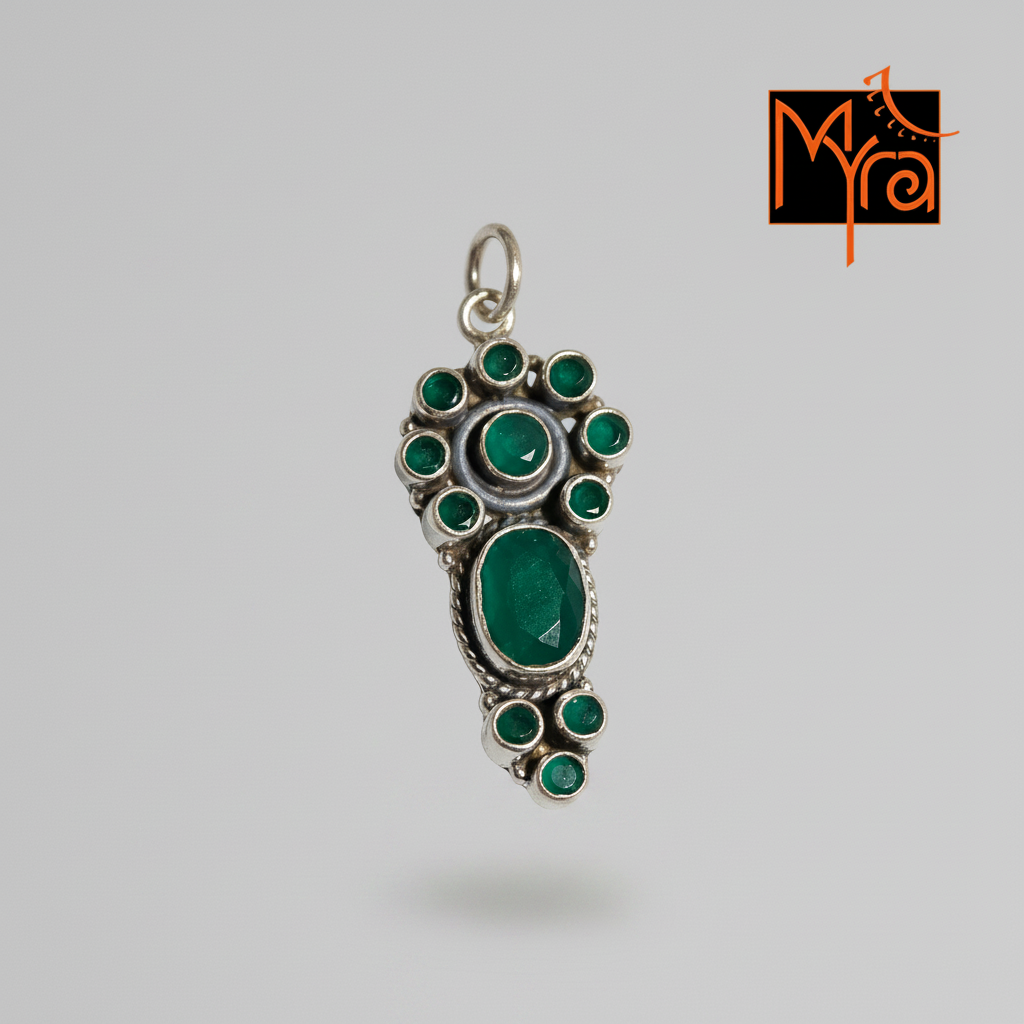 Green Onyx Stone Pendant – 925 Sterling Silver Gemstone Pendant