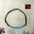 Black String Anklet with Beads : Sky Blue