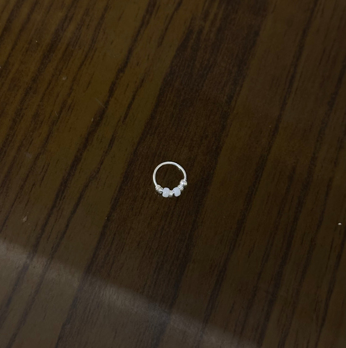 Mukta – White & Silver Bead 925 Sterling Silver Nose Ring