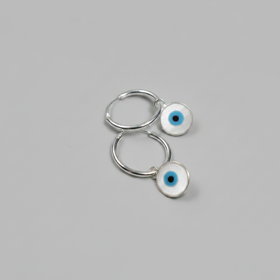 Pure Silver Earring with Evil Eye (Circle)