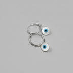 Pure Silver Earring with Evil Eye (Circle)