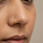Pure Silver Simple Nose Ring (Golden)
