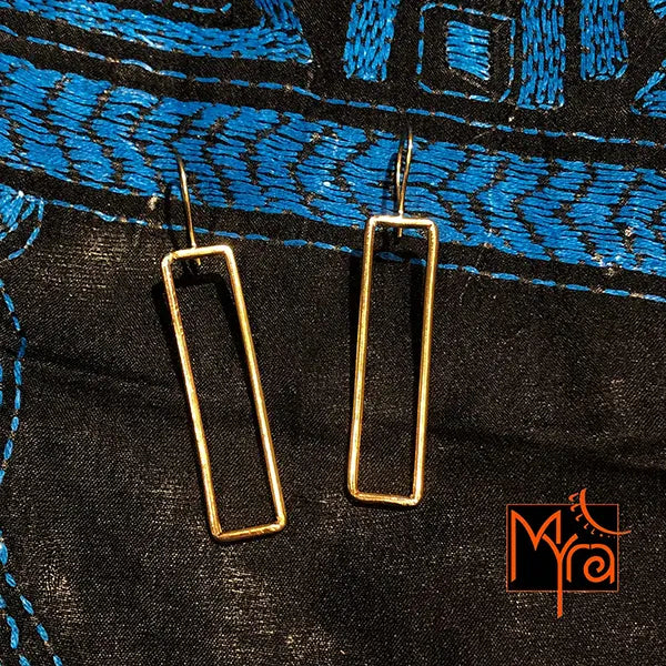 Rectangle Brass Wire Earrings