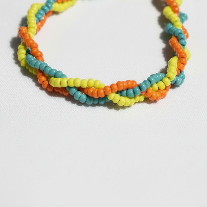 Braided Anklet : Yellow, Turquoise, Orange