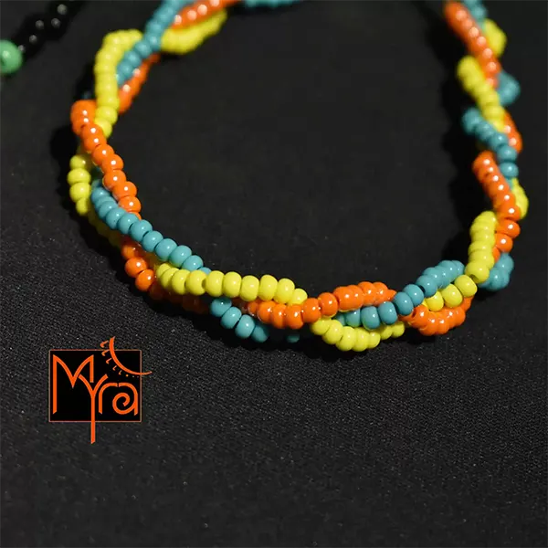 Braided Anklet : Yellow, Turquoise, Orange