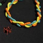 Braided Anklet : Yellow, Turquoise, Orange
