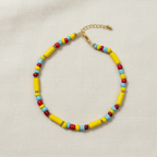 Pipe & Bead Anklet : Yellow, Blue, Red