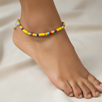 Pipe & Bead Anklet : Yellow, Blue, Red