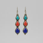 Triple Teardrop Earring : Turquoise, Blue, Red
