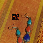 Triple Teardrop Earring : Turquoise, Blue, Red