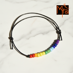 Rainbow Beaded String Anklet (Double Beads)