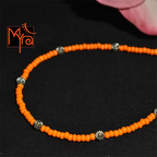 Glass Beaded Anklet with Dandelion Charms : Orange