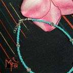 Glass Beaded Dandelion Charm Anklet : Turquoise