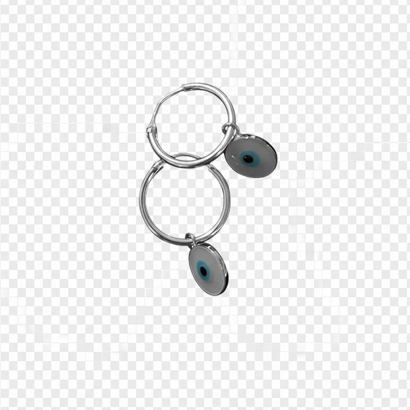 Pure Silver Earring with Evil Eye (Circle)