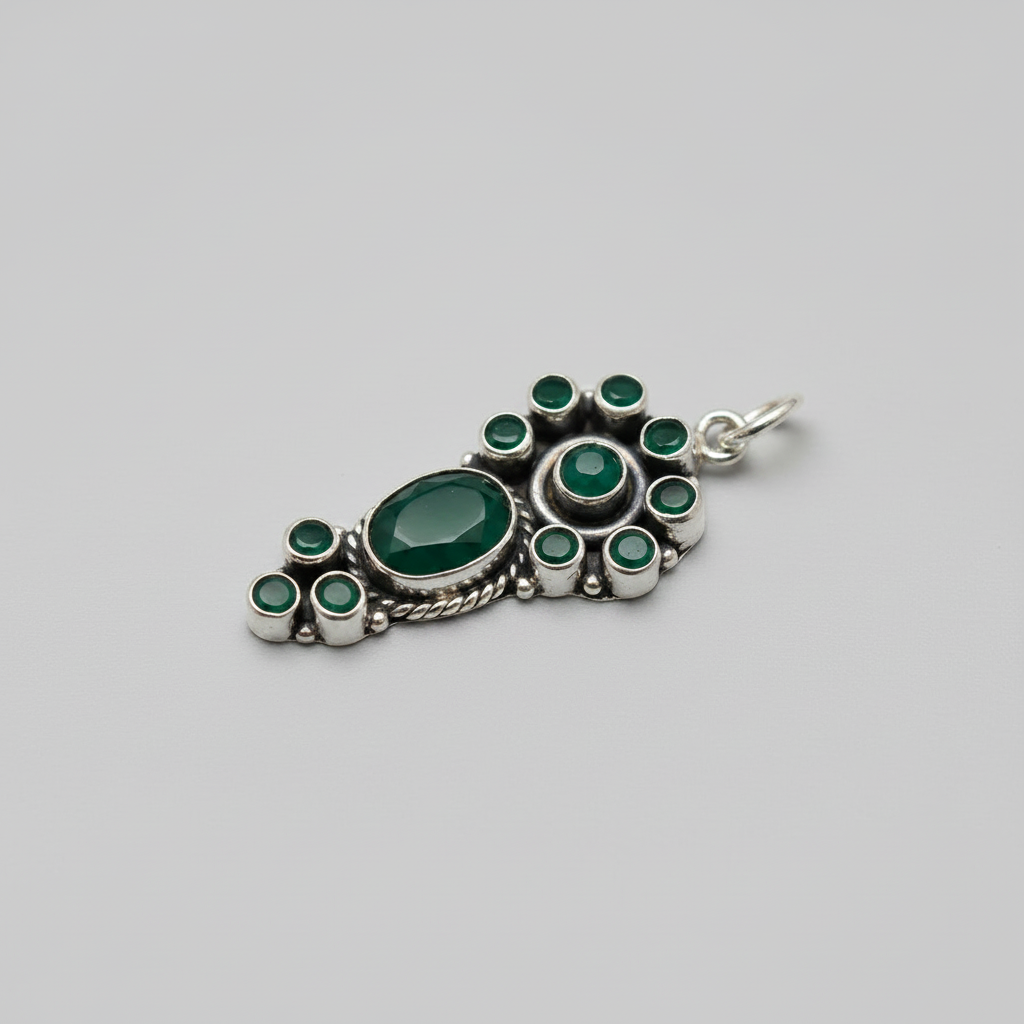 Green Onyx Stone Pendant – 925 Sterling Silver Gemstone Pendant