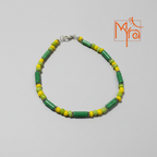 Handcrafted Green & Yellow Pipe & Bead Anklet