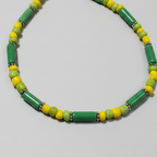 Handcrafted Green & Yellow Pipe & Bead Anklet