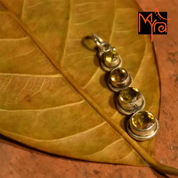 Handcrafted citrine silver pendant online India MYRA