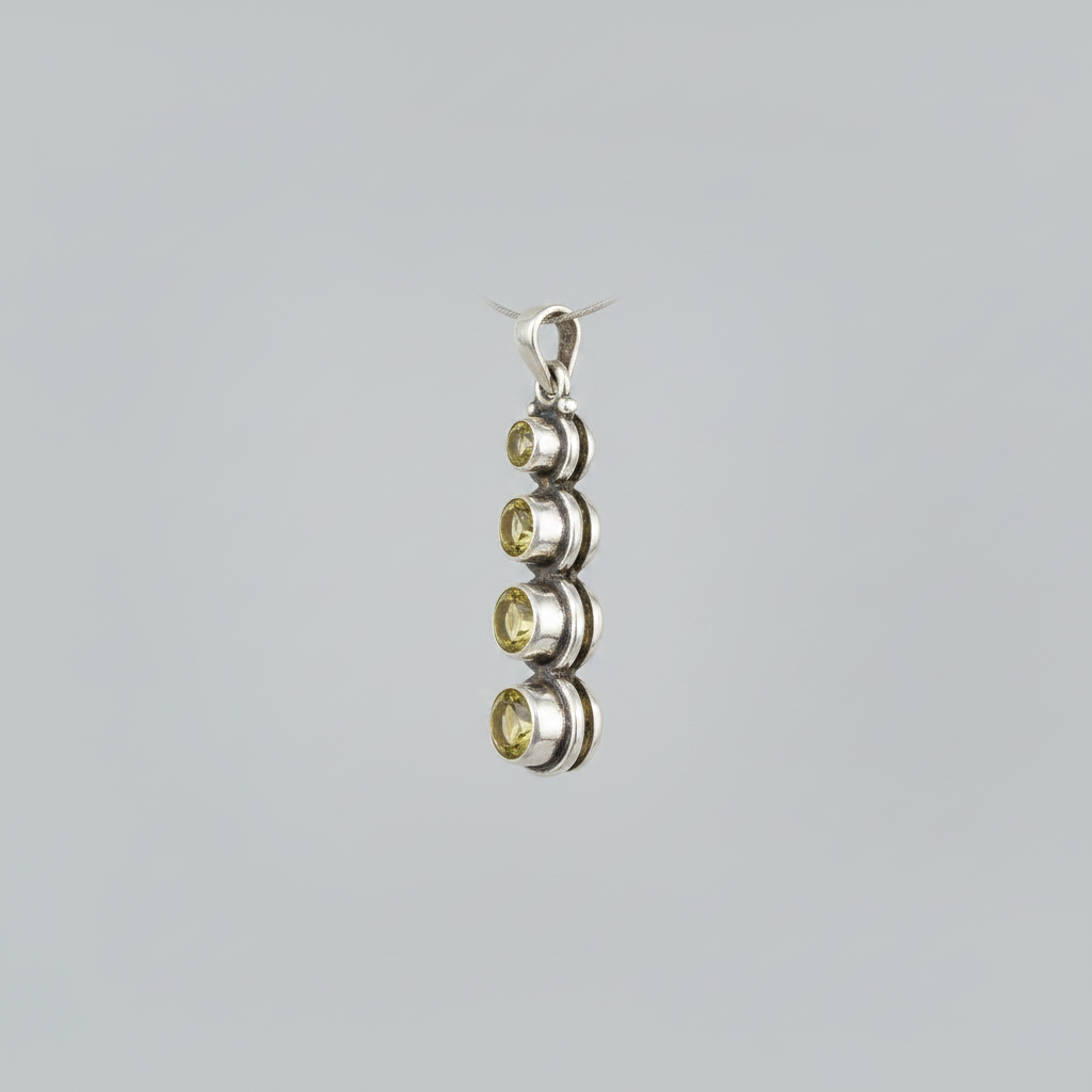 Citrine Stone Pendant – 925 Sterling Silver Yellow Gemstone Pendant