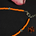 Glass Beaded Anklet with Dandelion Charms : Orange
