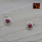 Round Dyed Ruby Stone Earring