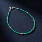 Glass Beaded Charm Anklet : Turquoise