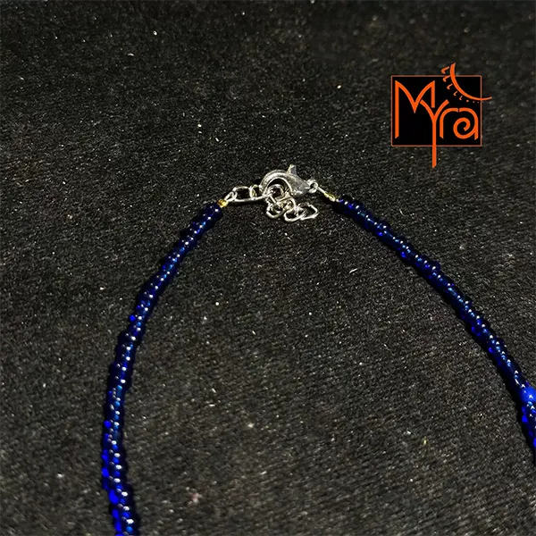 Plain Beaded Anklet : Navy Blue