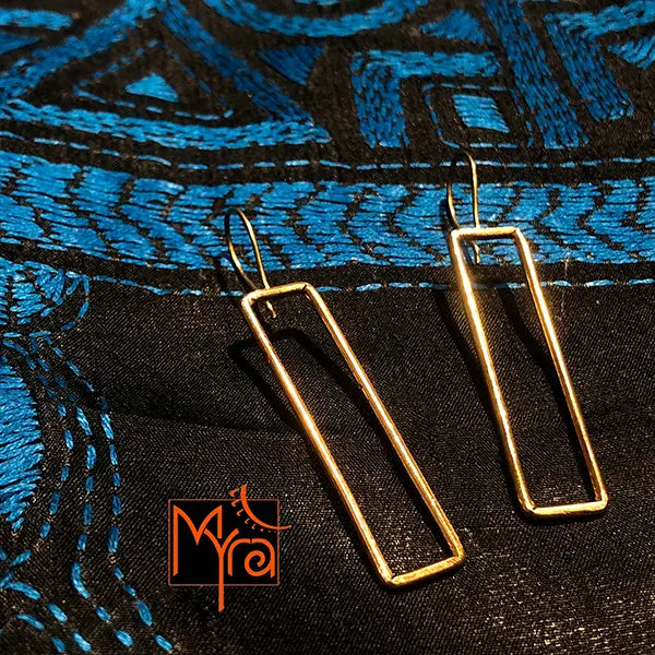 Rectangle Brass Wire Earrings