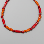 Handcrafted Red & Orange Pipe & Bead Anklet
