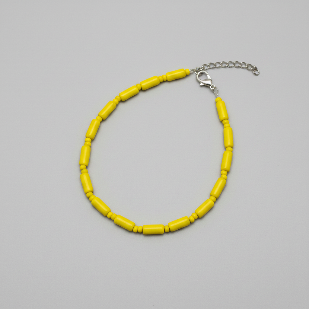 Pipe & Bead Anklet : Yellow