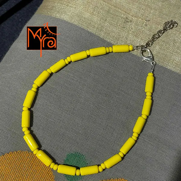 Pipe & Bead Anklet : Yellow