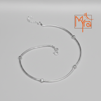Handcrafted 92.5 Sterling Silver Pipe & Ball Bead Anklet