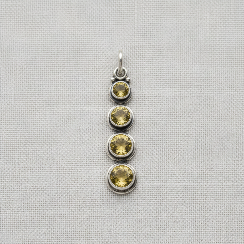 Citrine Stone Pendant – 925 Sterling Silver Yellow Gemstone Pendant