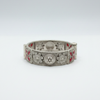 Gulabi Phool Bahaar | Pink Stone Flower German Silver Bracelet