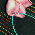 Glass Beaded Charm Anklet : Turquoise