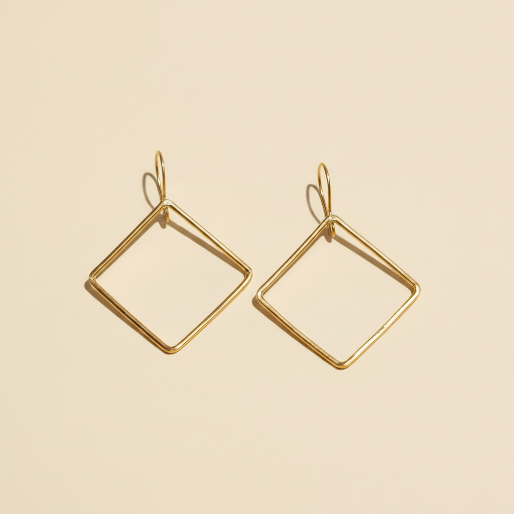 Rectangle Brass Wire Earrings
