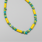 Handcrafted Multicolour Pipe & Bead Anklet – Yellow, Green & Blue