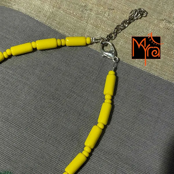 Pipe & Bead Anklet : Yellow