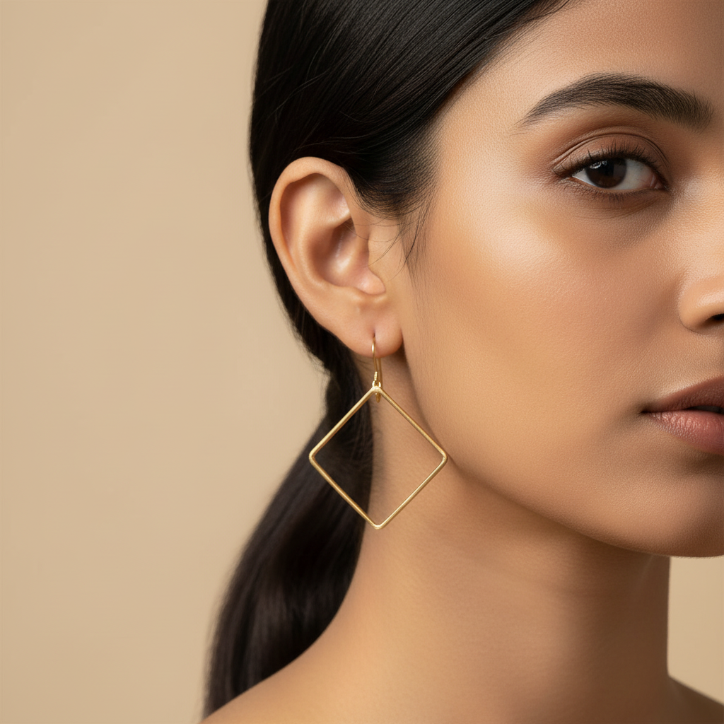 Rectangle Brass Wire Earrings