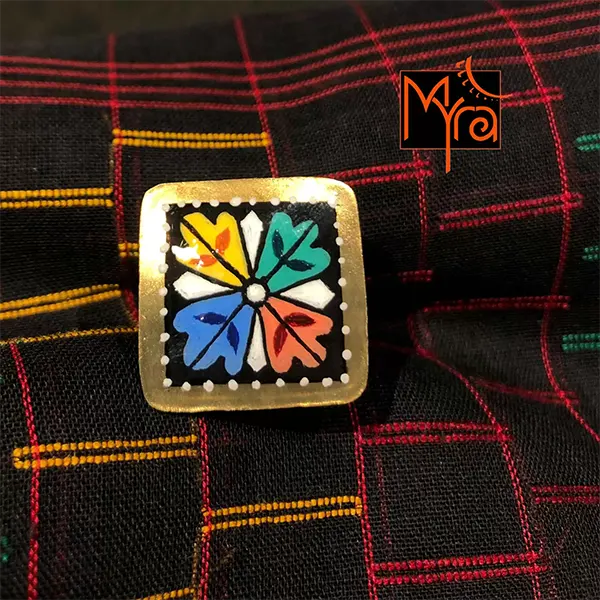 Black Handpainted Rangoli Ring