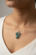Three Leaf Green Onyx Pendant – 925 Sterling Silver Nature-Inspired Jewelry