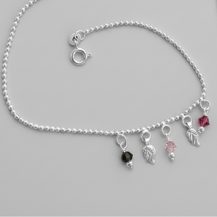 Handcrafted Chain Anklet with Stone Danglers