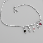 Handcrafted Chain Anklet with Stone Danglers