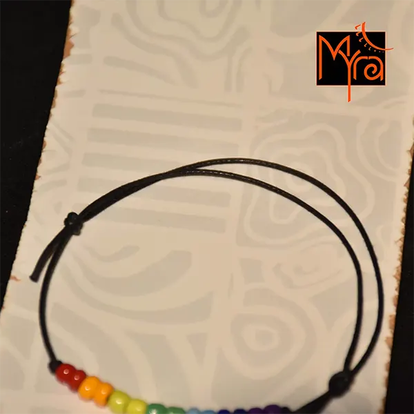 Rainbow Beaded String Anklet (Double Beads)