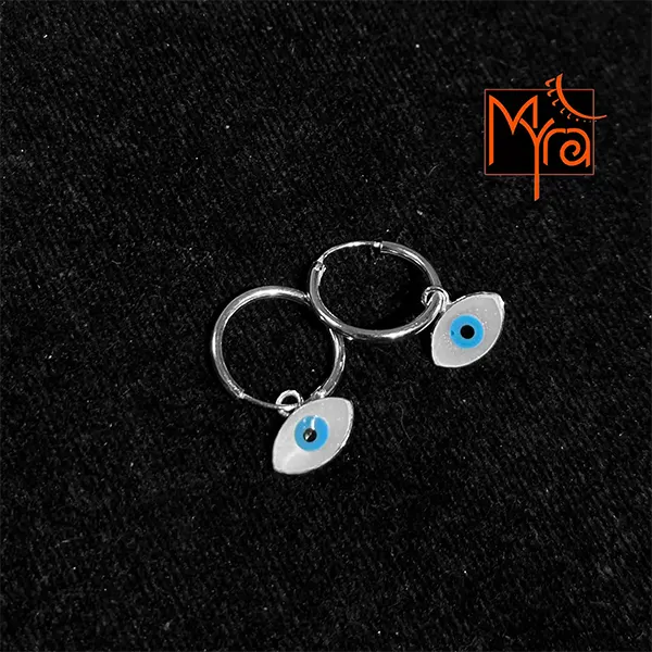 Pure Silver Earring with Evil Eye (Eye shaped)