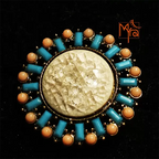 Peach & Blue Fibre Studded Cocktail Ring