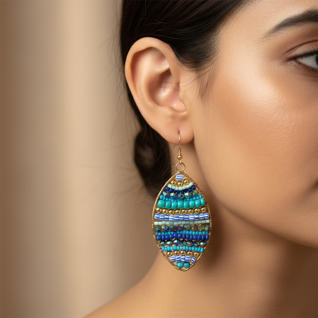 Shades of Blue Beaded Earrings